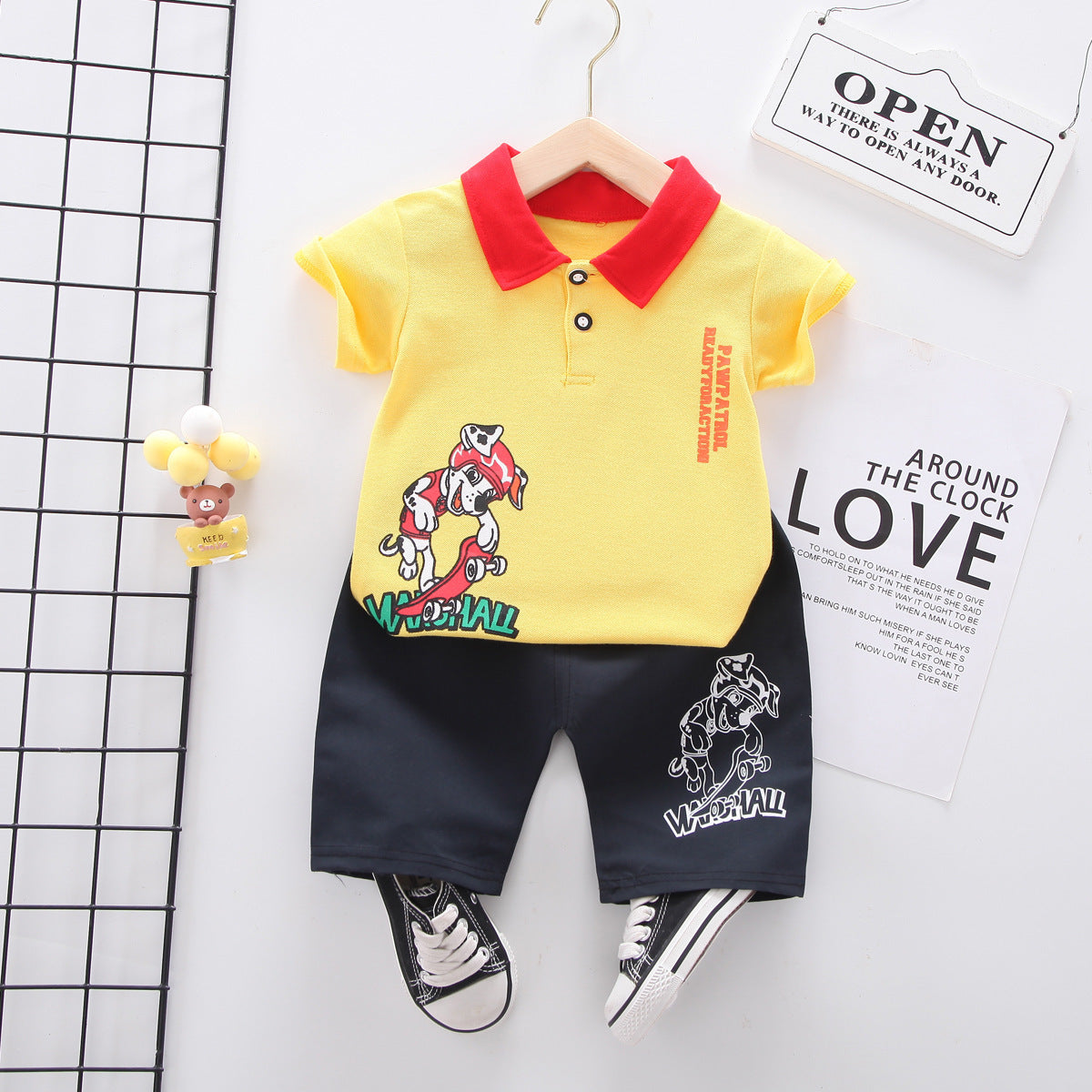 Summer wear boys casual short-sleeved shorts set