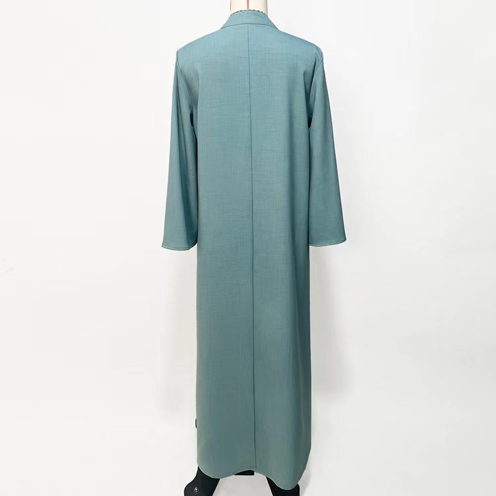 Ethnic Style Light Luxury Women's Stand Collar Handmade Beaded Loose Dress