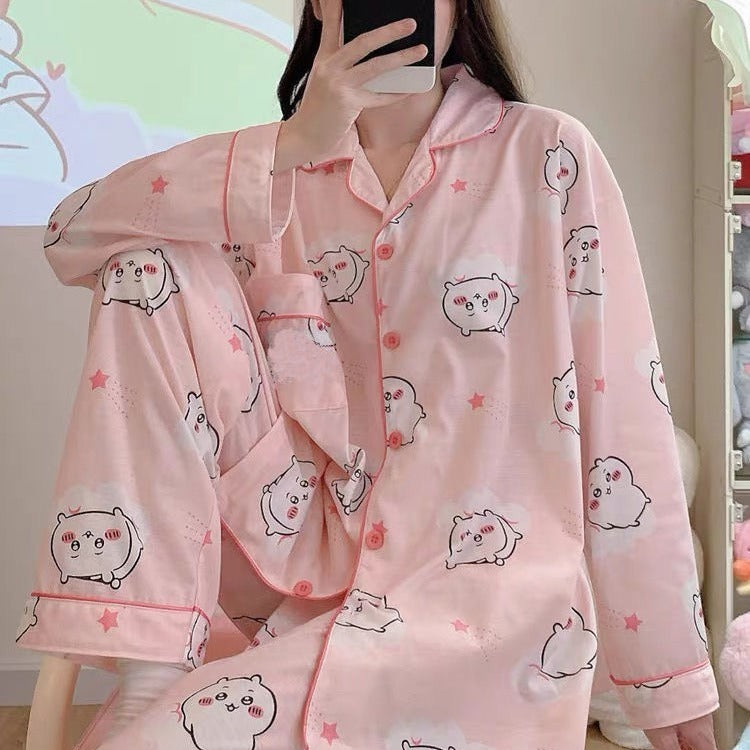 Japanese Sweet Cartoon Long Sleeved Pajamas For Women