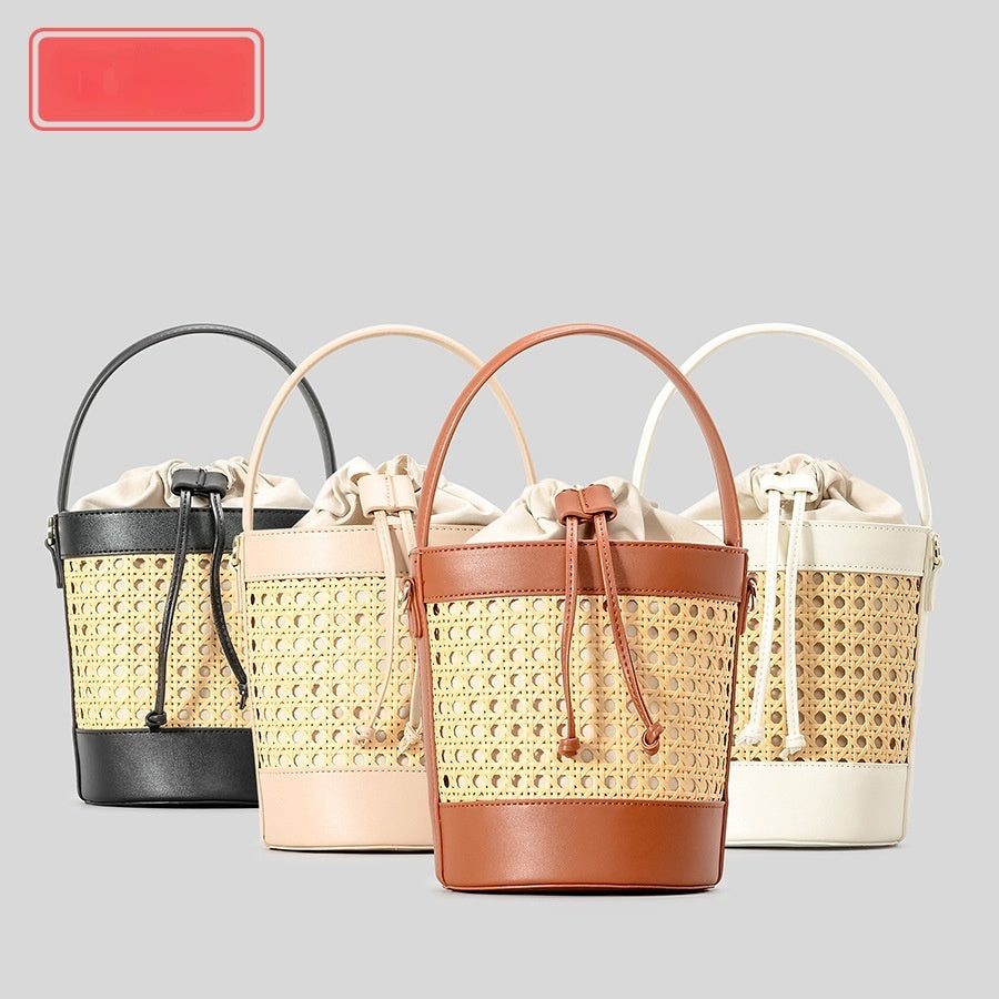 New Hand-woven Rattan Bucket Bag For Women