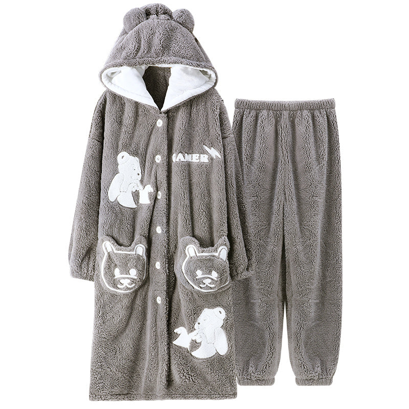 Lovers Coral Velvet Pajamas Women Sweet And Cute Thickening