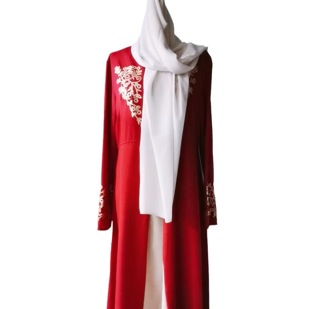 Contrast Color Slim Fit Temperament Long Dress Gilding Stitching