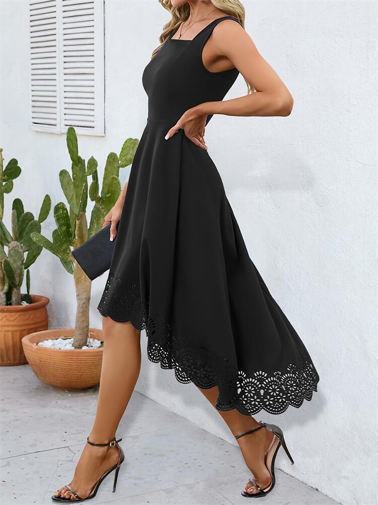 Elegant Irregular Pendulous Burnt-out Dress Lady