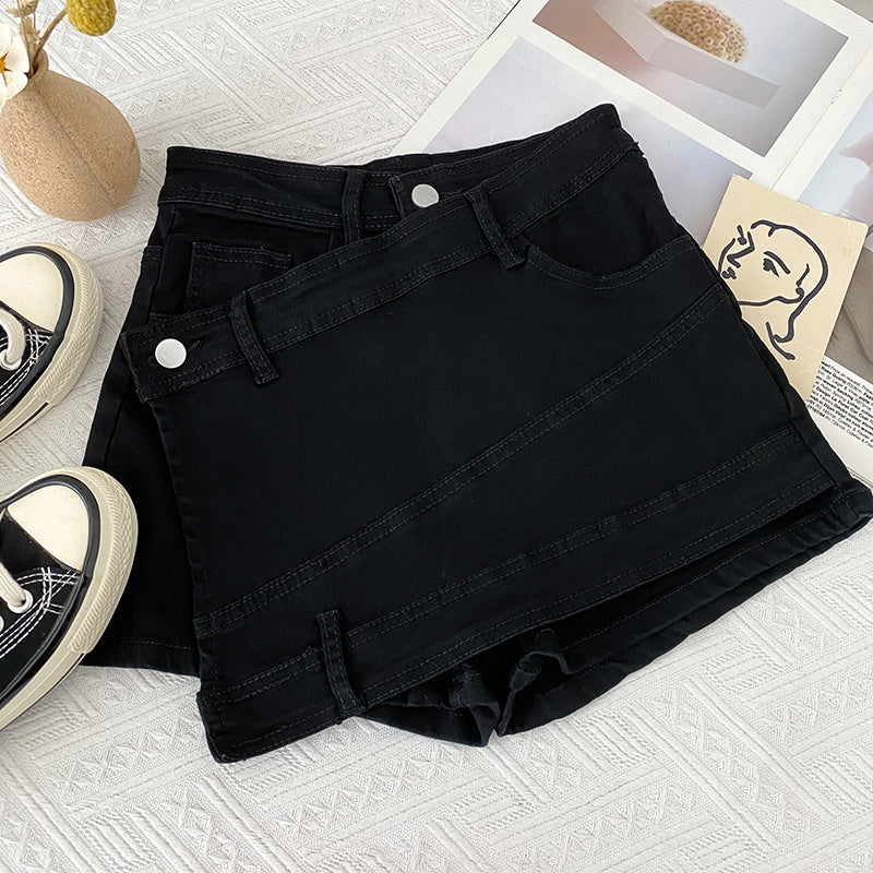 Irregular Denim Sheath Half-length Pants Casual Shorts