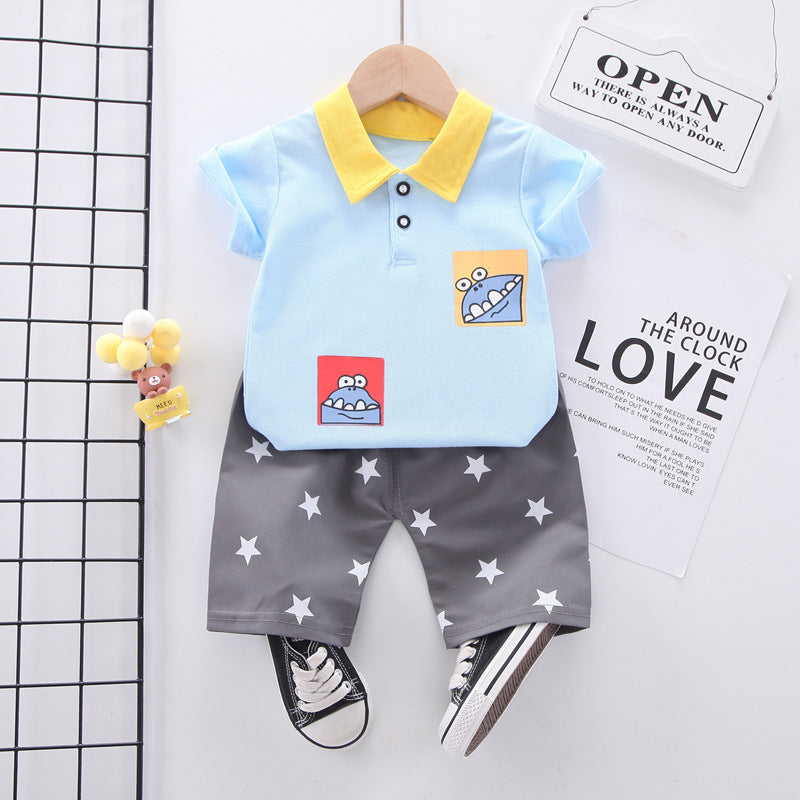 Summer wear boys casual short-sleeved shorts set