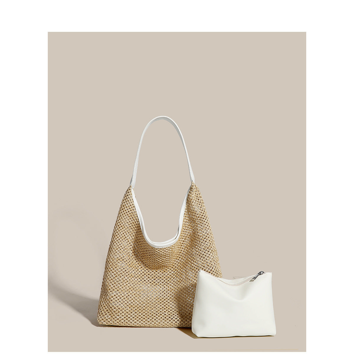 Retro Straw Woven Tote Bag Shoulder Large Capacity Beach Bag