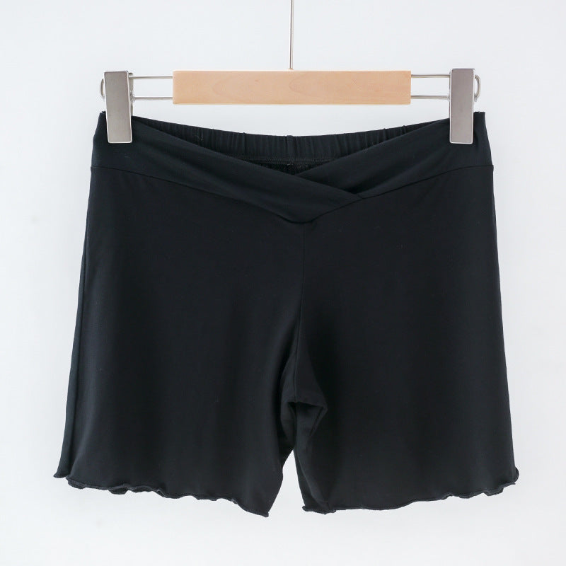 Summer Anti-exposure Belly Support Summer Thin Leggings Shorts Low Waist Plus Size