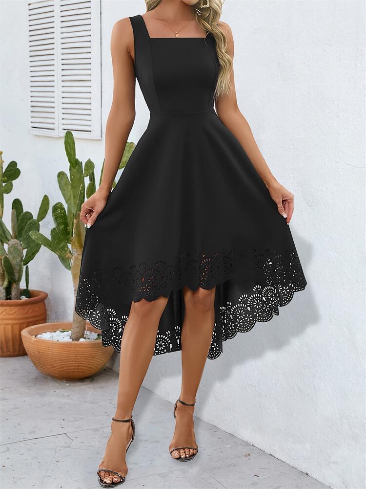 Elegant Irregular Pendulous Burnt-out Dress Lady