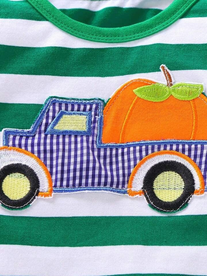 Striped Pumpkin Print Festival Pattern One-piece Romper