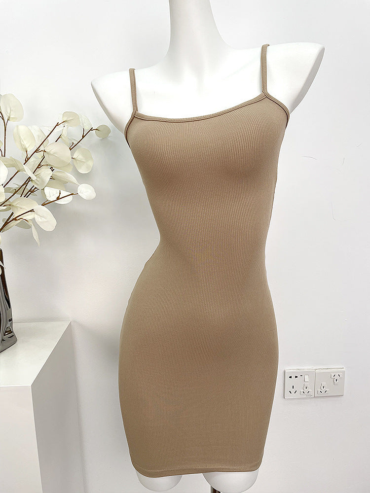 Pure Hot Girl Tight Sexy Sheath Body Shaping Date Sling Dress Short
