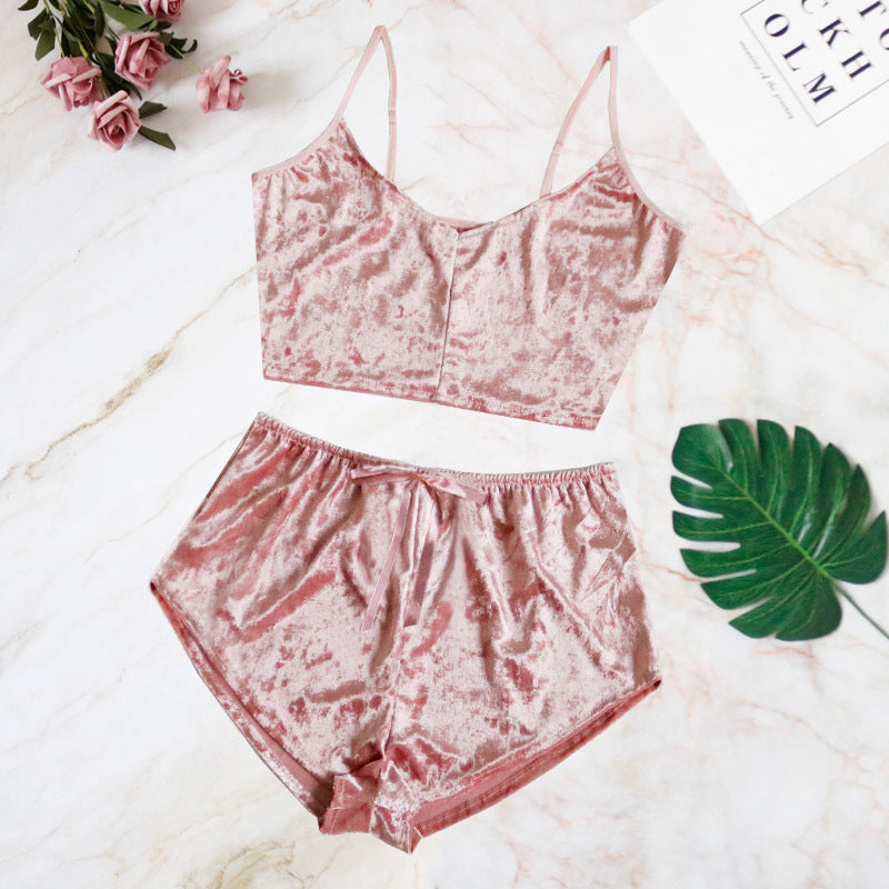 Sexy V-neck gold diamond lingerie