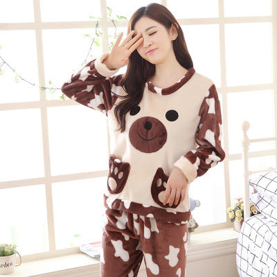 Fashionable Pajamas Women Keep Warm In Winter And Thicken Plus Velvet