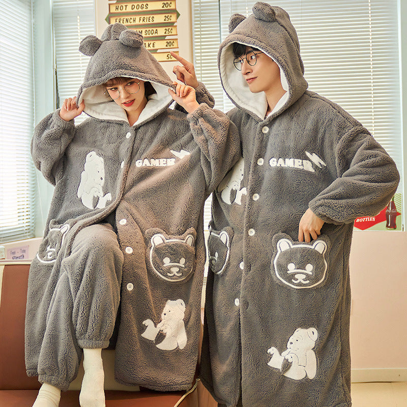 Lovers Coral Velvet Pajamas Women Sweet And Cute Thickening