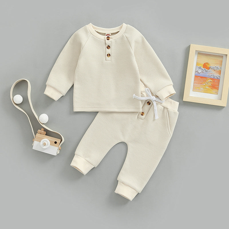 Children's Sweatshirt Round Neck Long Sleeve Elastic Band Pants Set