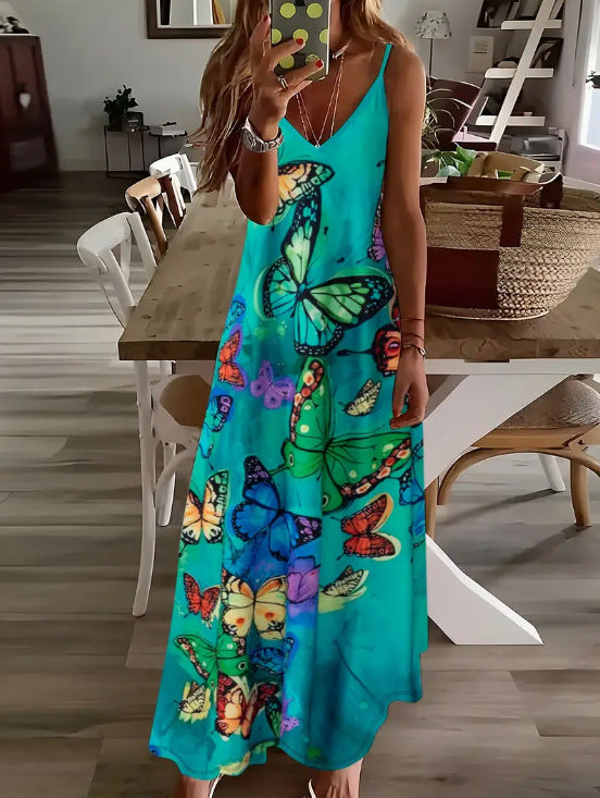 Spring And Summer Sling Women's Clothing Dress Digital Printing