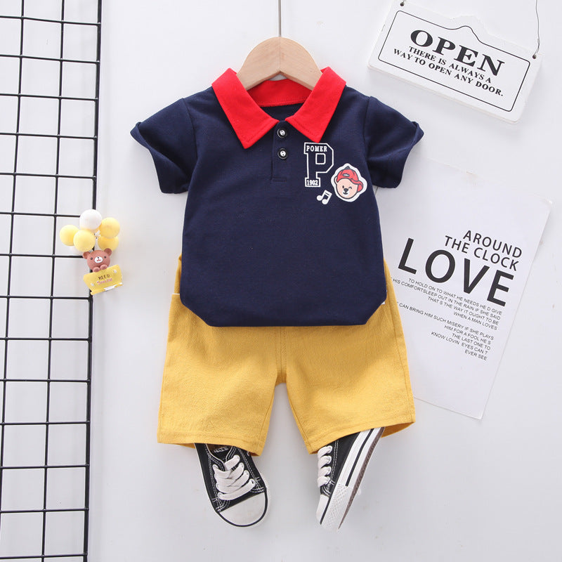 Summer wear boys casual short-sleeved shorts set