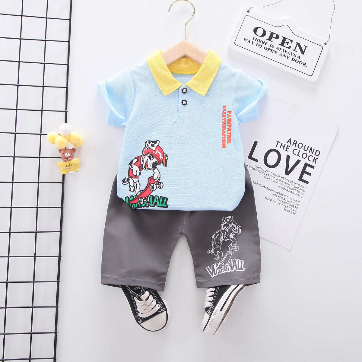 Summer wear boys casual short-sleeved shorts set