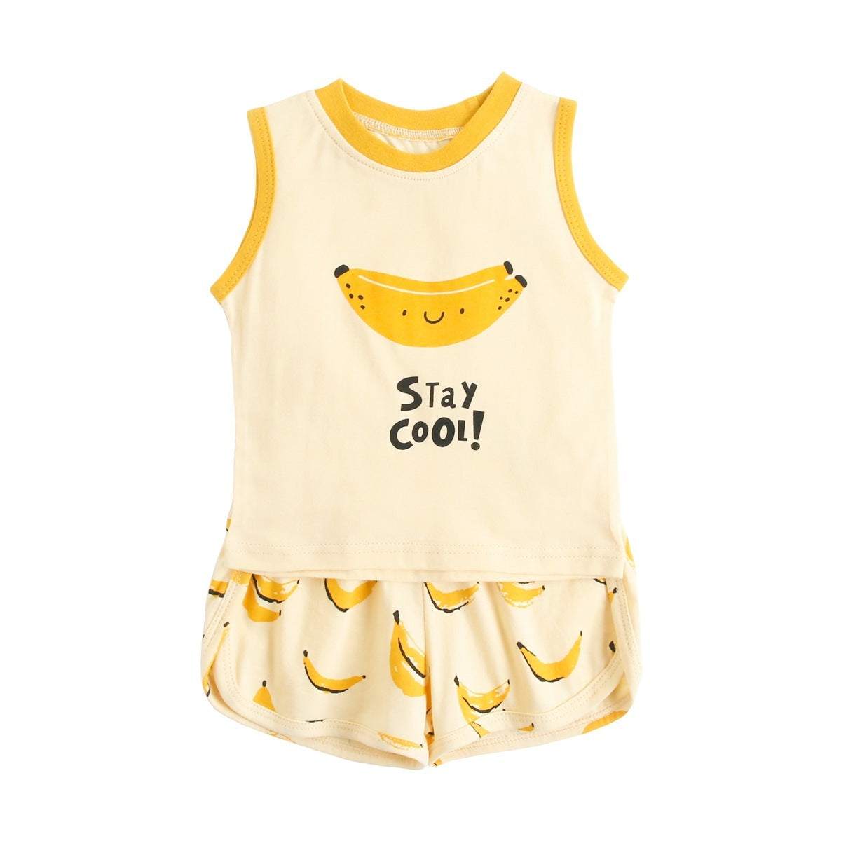 Cartoon Children's Clothes Boys And Girls Baby Cotton Vest Shorts Suit