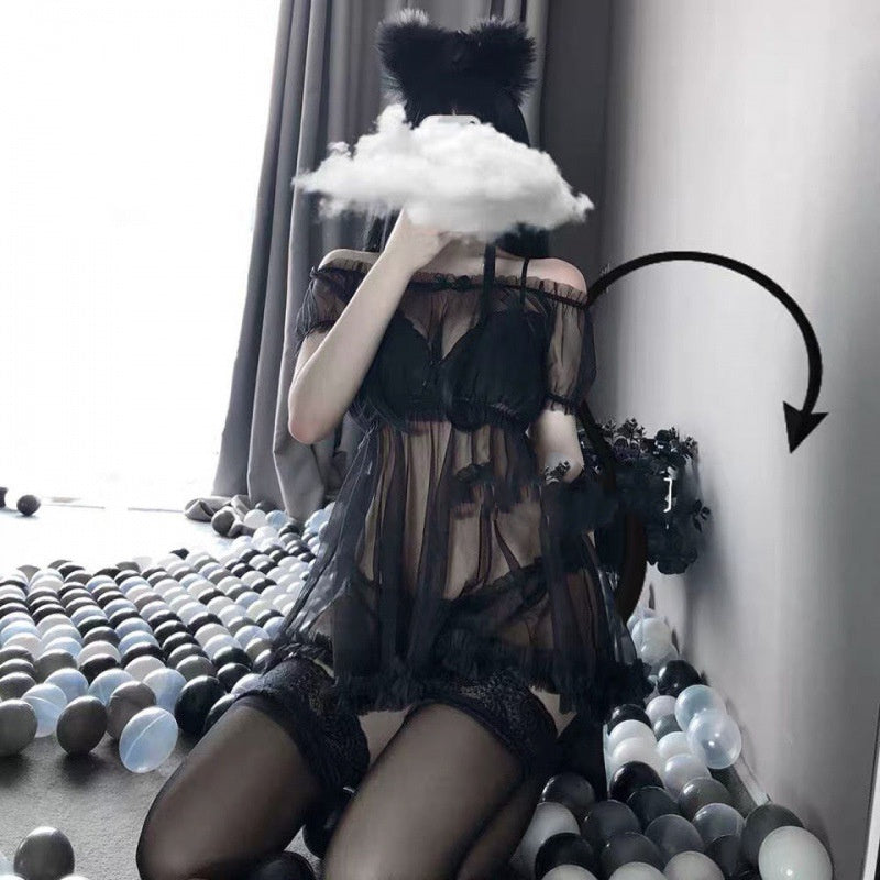 Sexy Mesh Skirt Scheming Design Western Style Waist Reduction Age Reducing Sexy Lingerie
