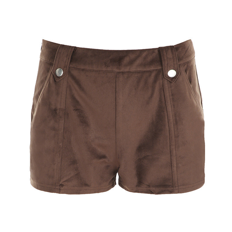 Maillard Wear Brown Woven Low Waist Slimming Casual Pants