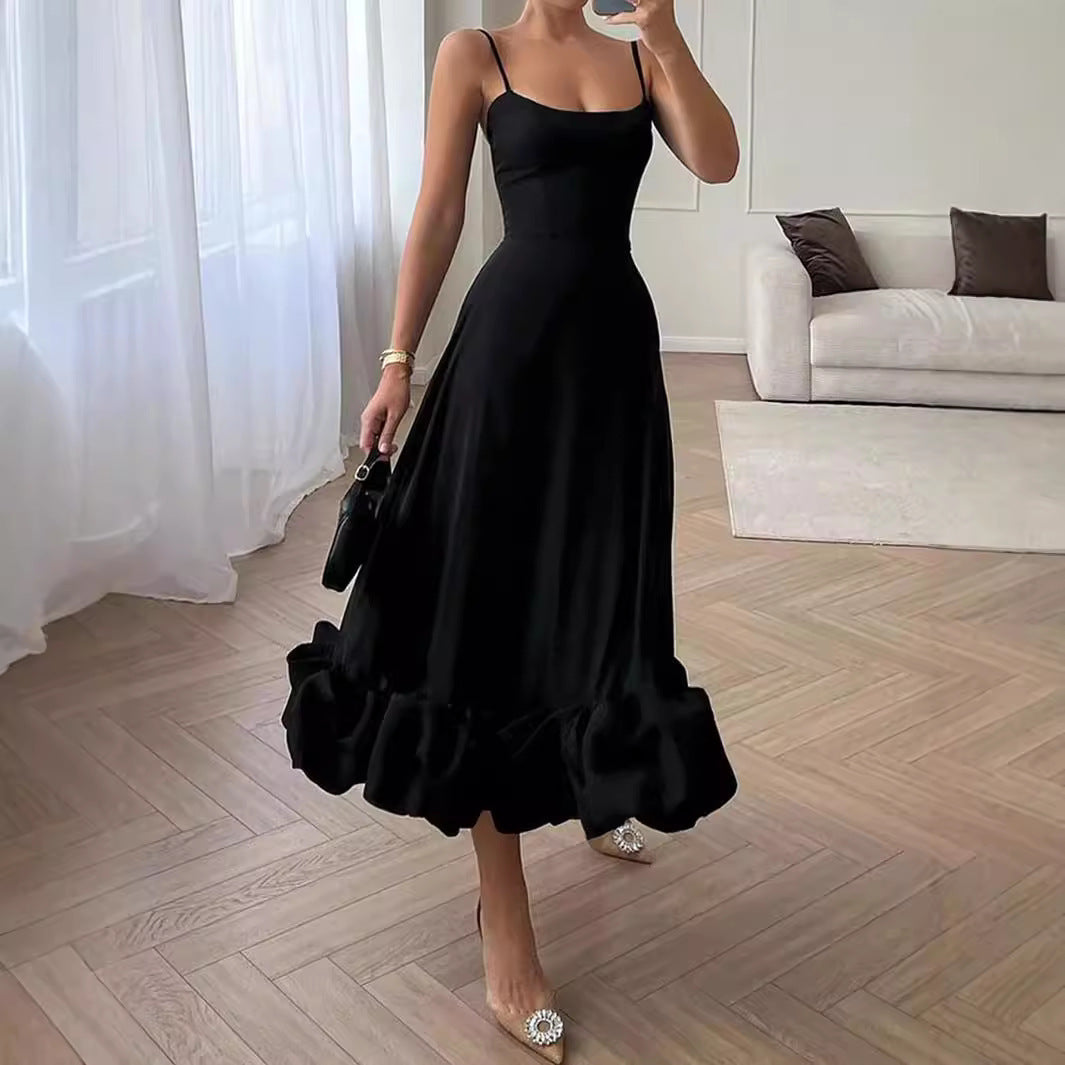 Sling Ball Large Skirt Solid Color Dress Women