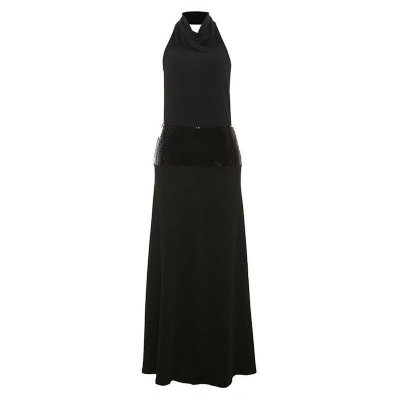 Elegant Sexy Hot Girl Sleeveless Halter Backless High Waist Dress