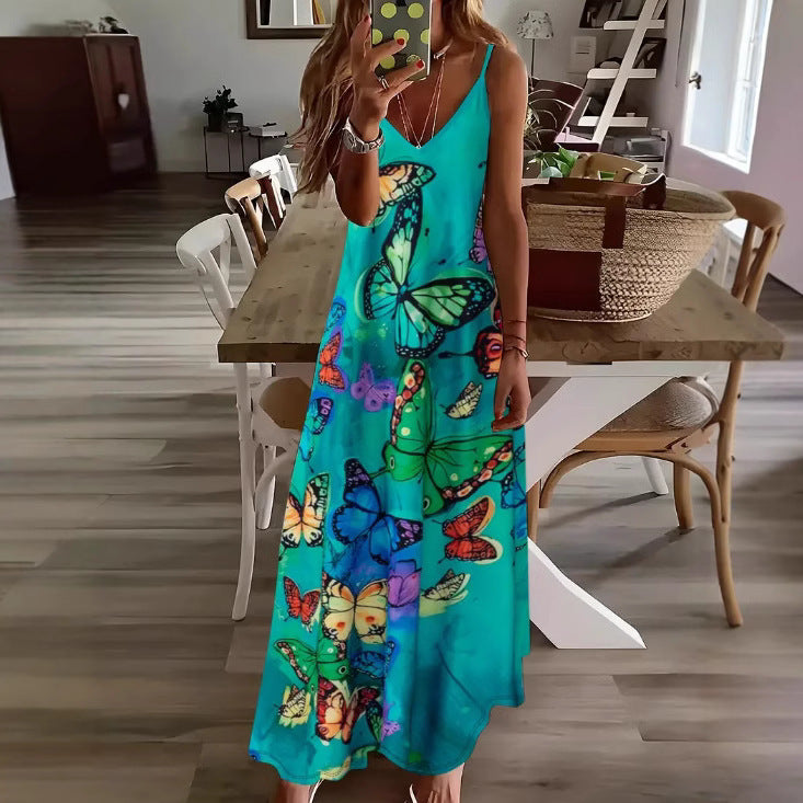 Spring And Summer Sling Women's Clothing Dress Digital Printing