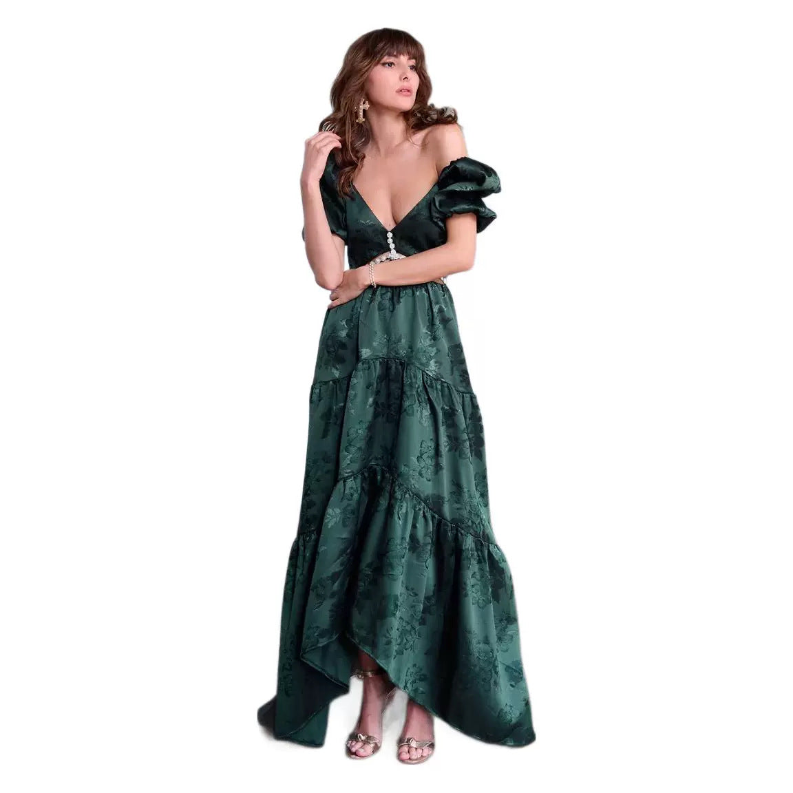 Women's Multi-section Diamond Beads Stitching Elegant Dress