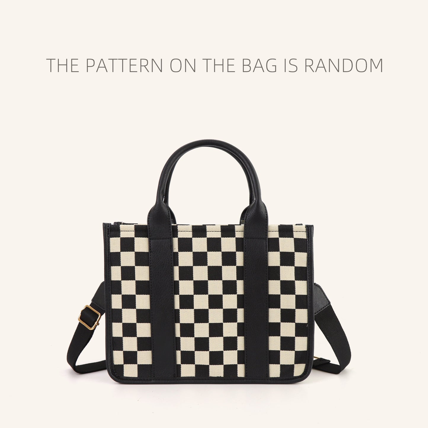 Travel Plaid Tote Bag With Shoulder Strap