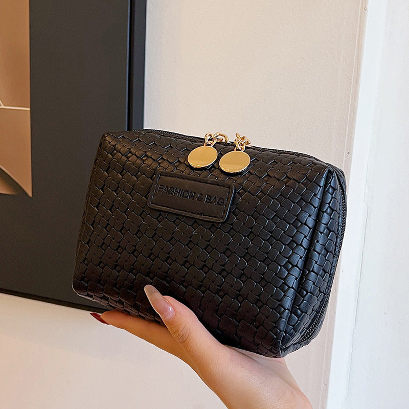 Classic Style Woven Pattern Cosmetic Bag