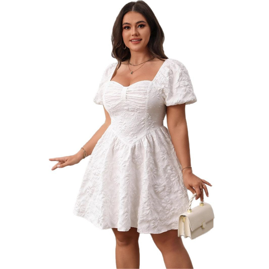 Women's French Style Puffy Short White Skirt