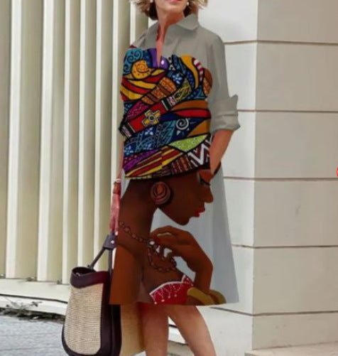 Colorful Blooming Summer Comfortable Shirt Dress