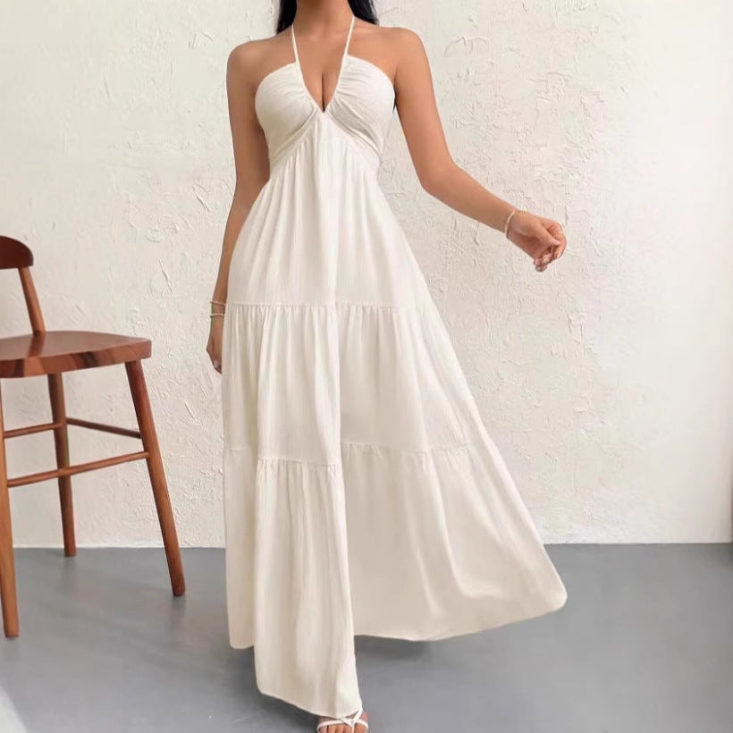 Pure Desire Style Sexy Backless Halter Suspender Skirt Women's Summer