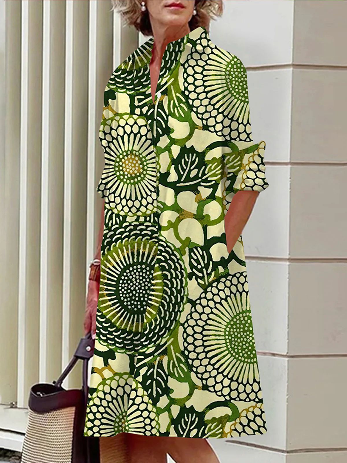 Colorful Blooming Summer Comfortable Shirt Dress