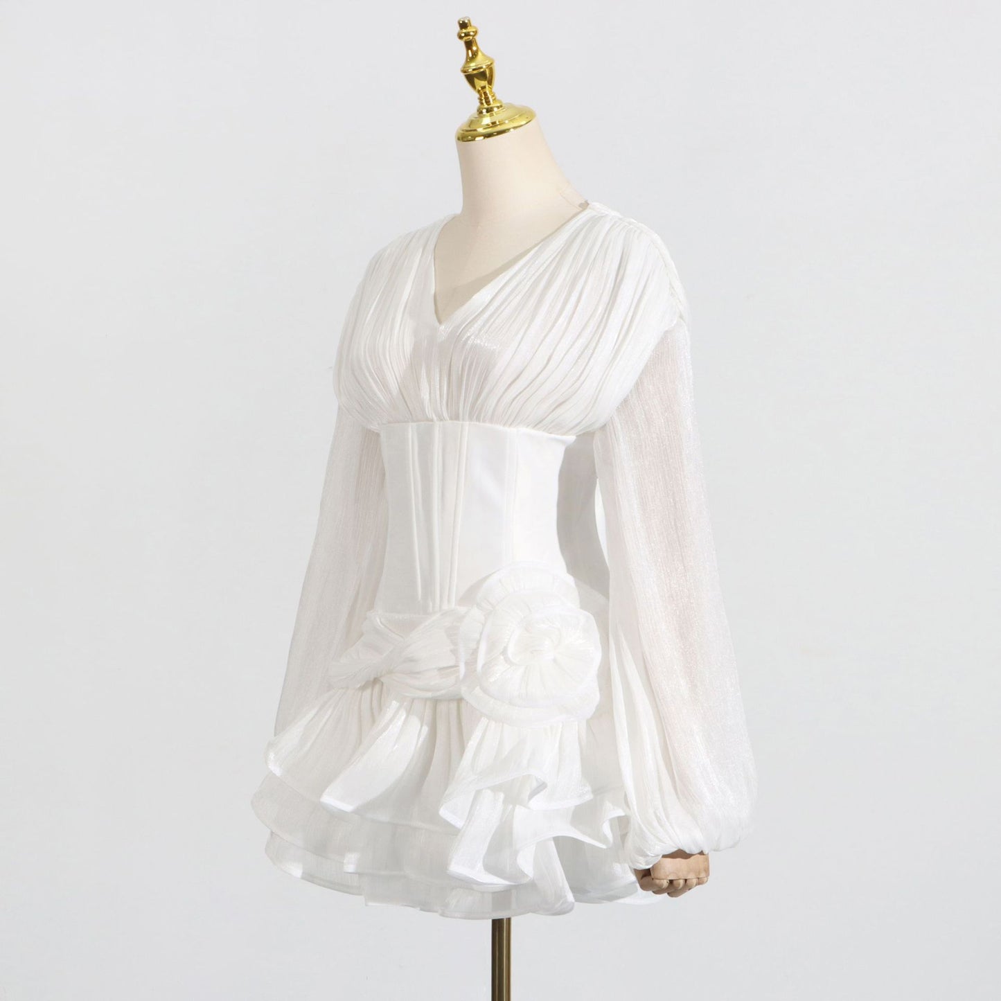 Spring New Fishbone Slim-fit Wooden Ear Stitching Design Solid Color Skirt