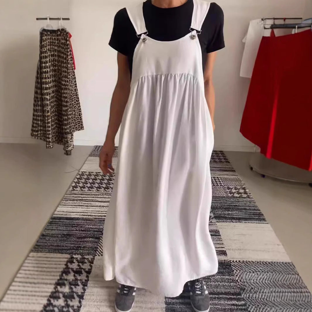 Women's Suspenders Long Cotton And Linen Dress