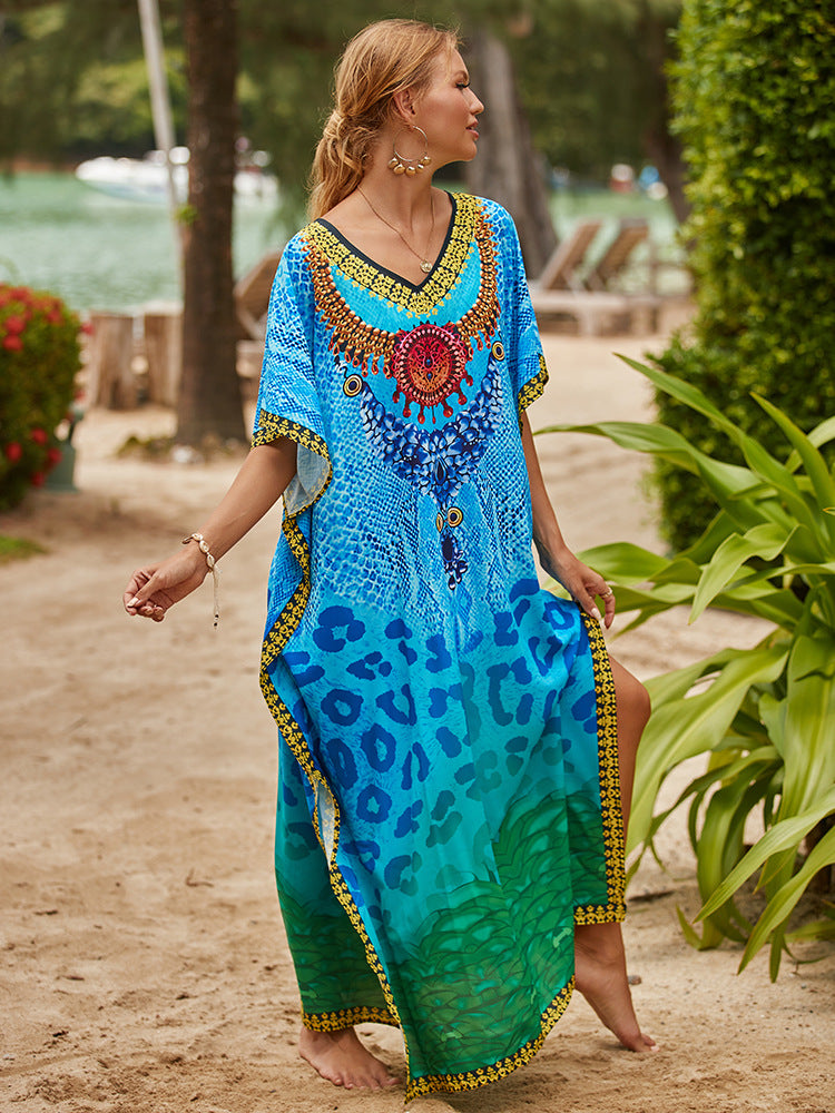European And American Blouse Loose Plus Size Seaside Vacation