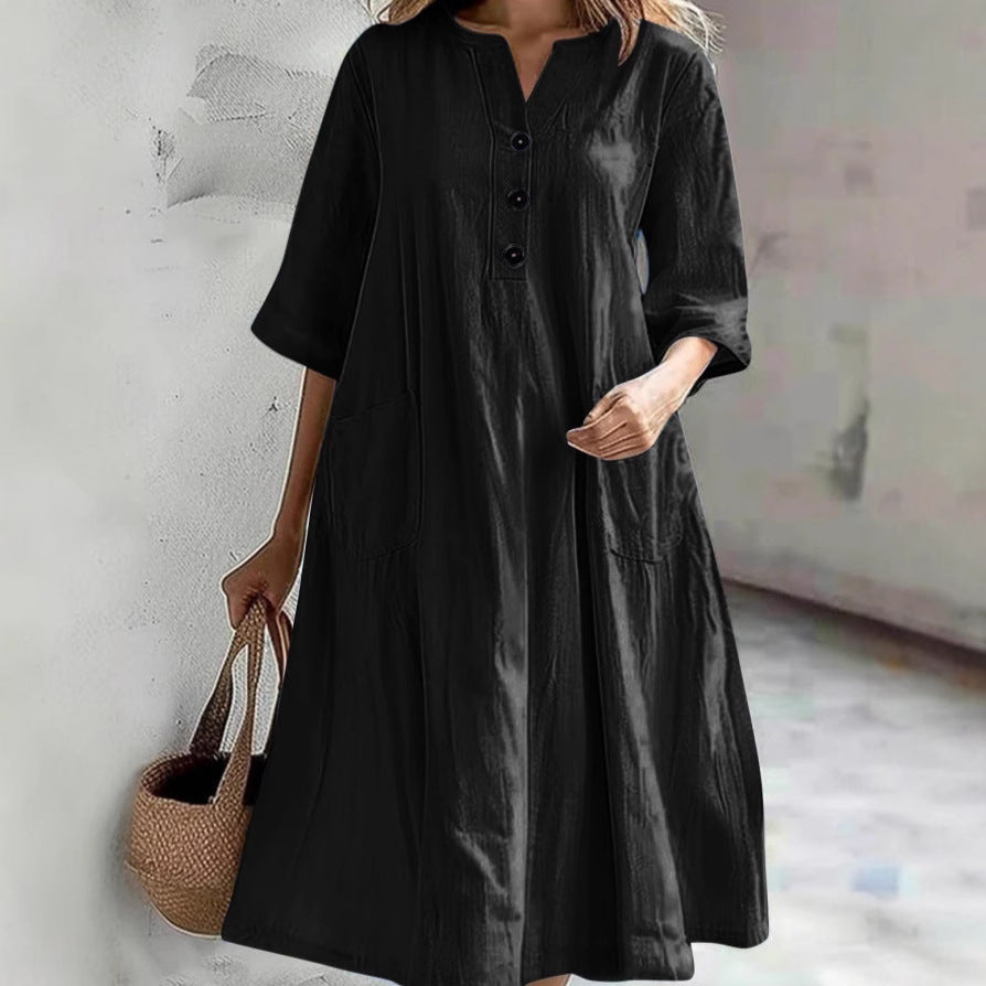 Cross Border Dress Loose Three-button Pocket Jumpsuit