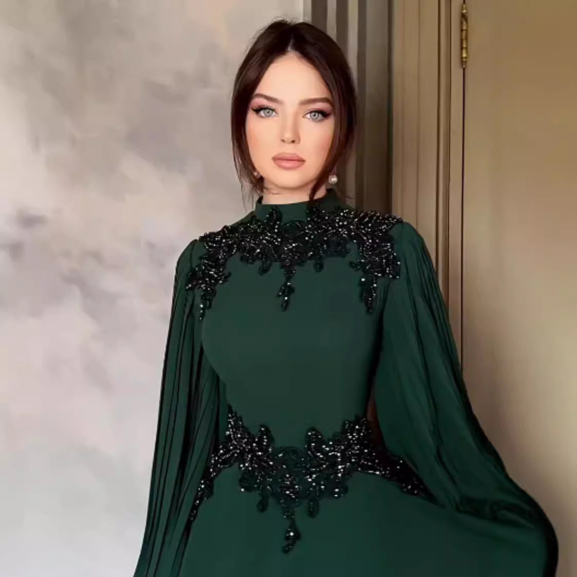 Autumn And Winter New Middle East Lace Robe Evening Gown