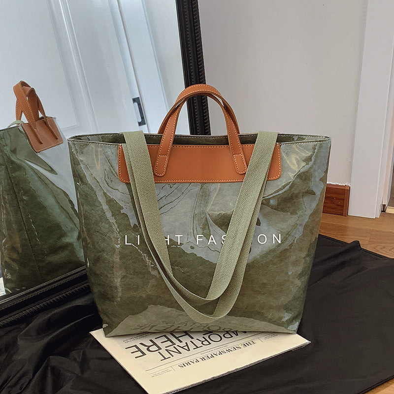 Fashion Tote Bag Special Texture Sewing Line Letter Shoulder Bag
