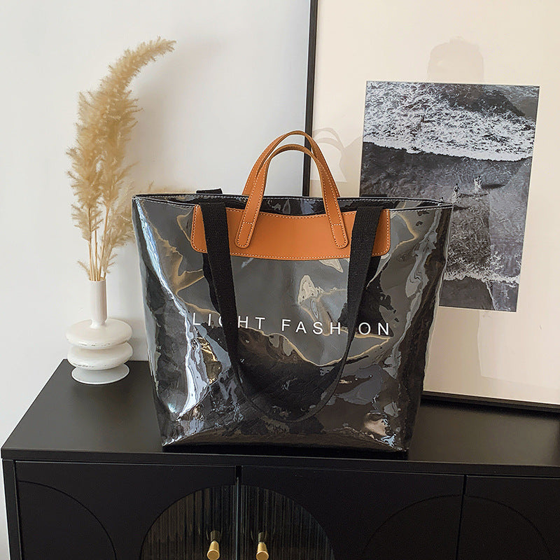 Fashion Tote Bag Special Texture Sewing Line Letter Shoulder Bag