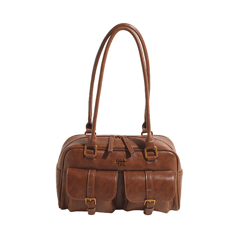 Maillard Brown Vintage Boston Shoulder Bag