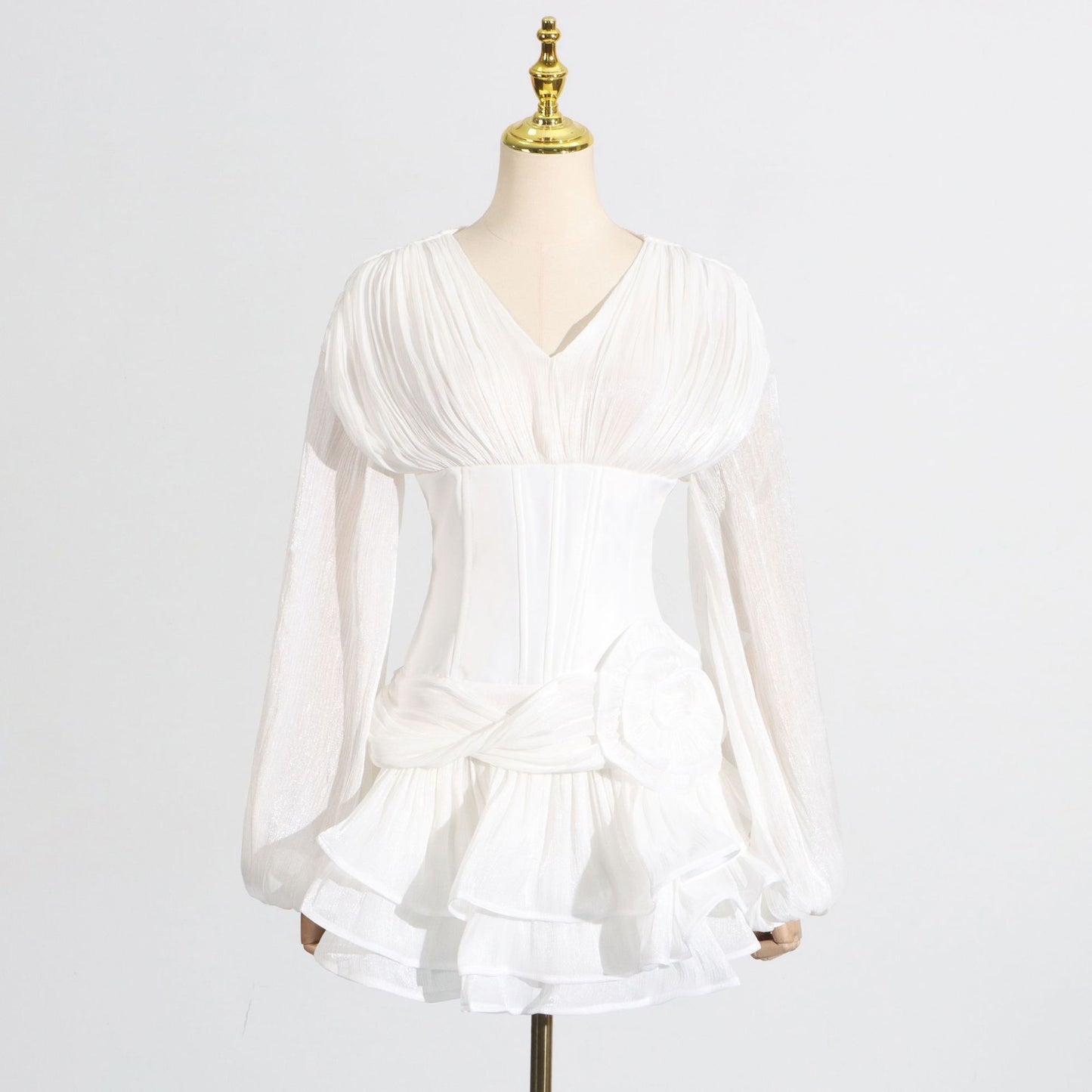 Spring New Fishbone Slim-fit Wooden Ear Stitching Design Solid Color Skirt