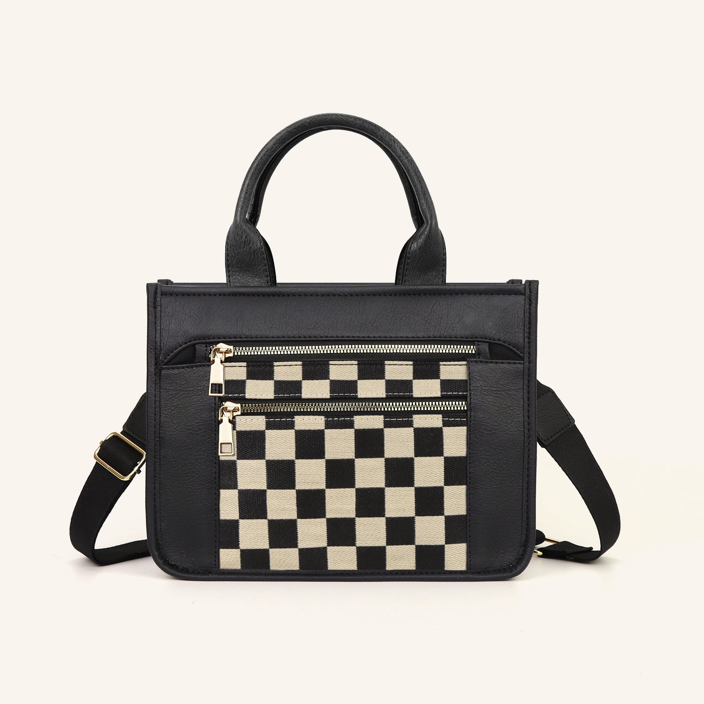 Travel Plaid Tote Bag With Shoulder Strap