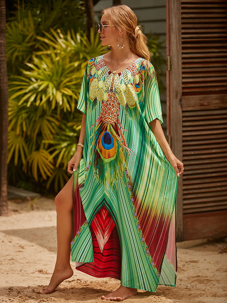 European And American Blouse Loose Plus Size Seaside Vacation