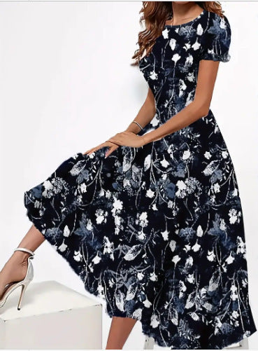 Women's Fashion 3D Printing Summer Slim Fit Dress