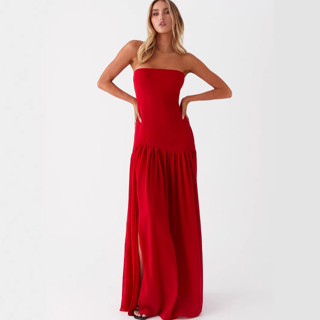 Women's Solid Color Sweet And Spicy Style Sexy Tube Top Dress