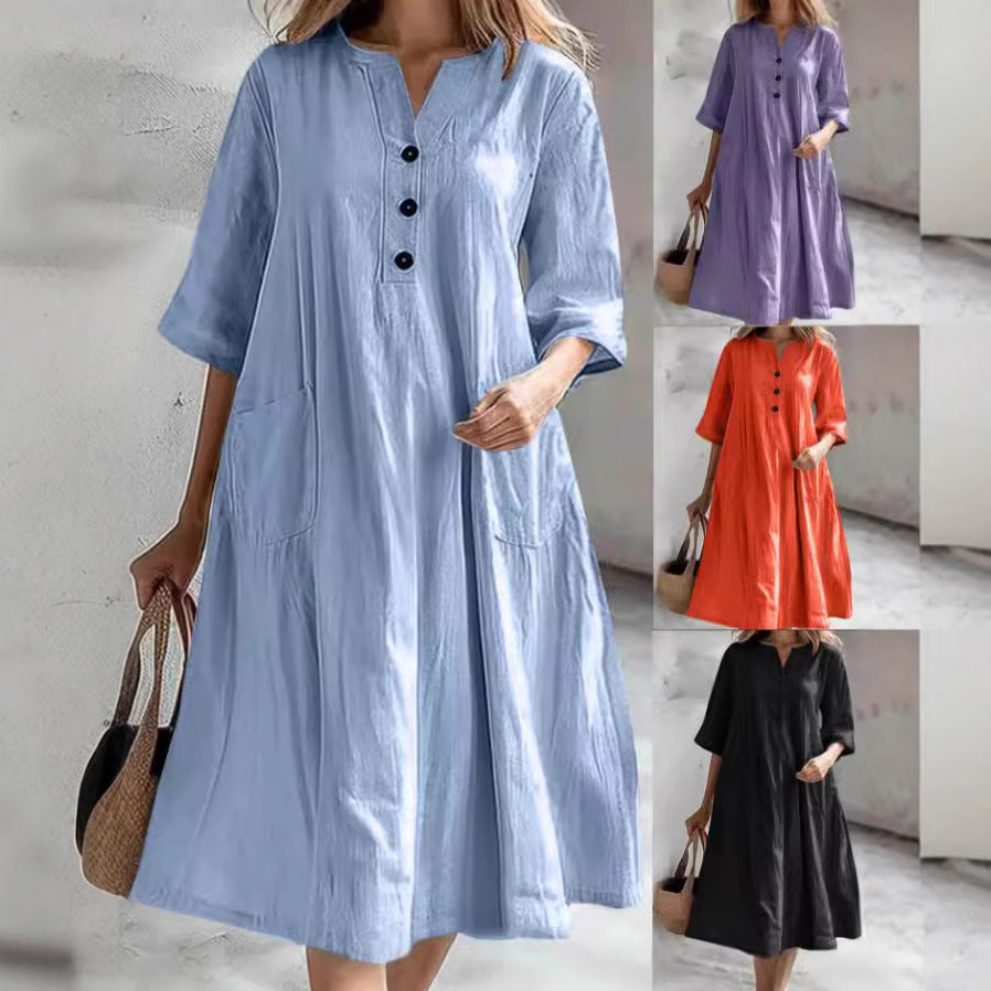 Cross Border Dress Loose Three-button Pocket Jumpsuit