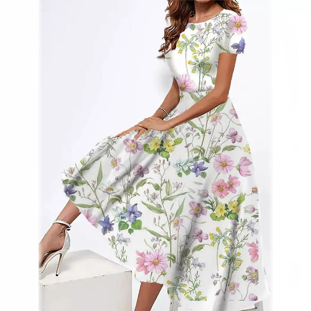 Women's Fashion 3D Printing Summer Slim Fit Dress