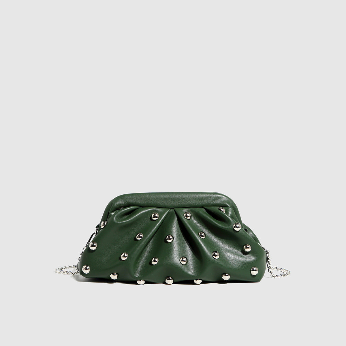 Pleated Dumpling Bag Rivet Chain Shoulder Messenger Bag